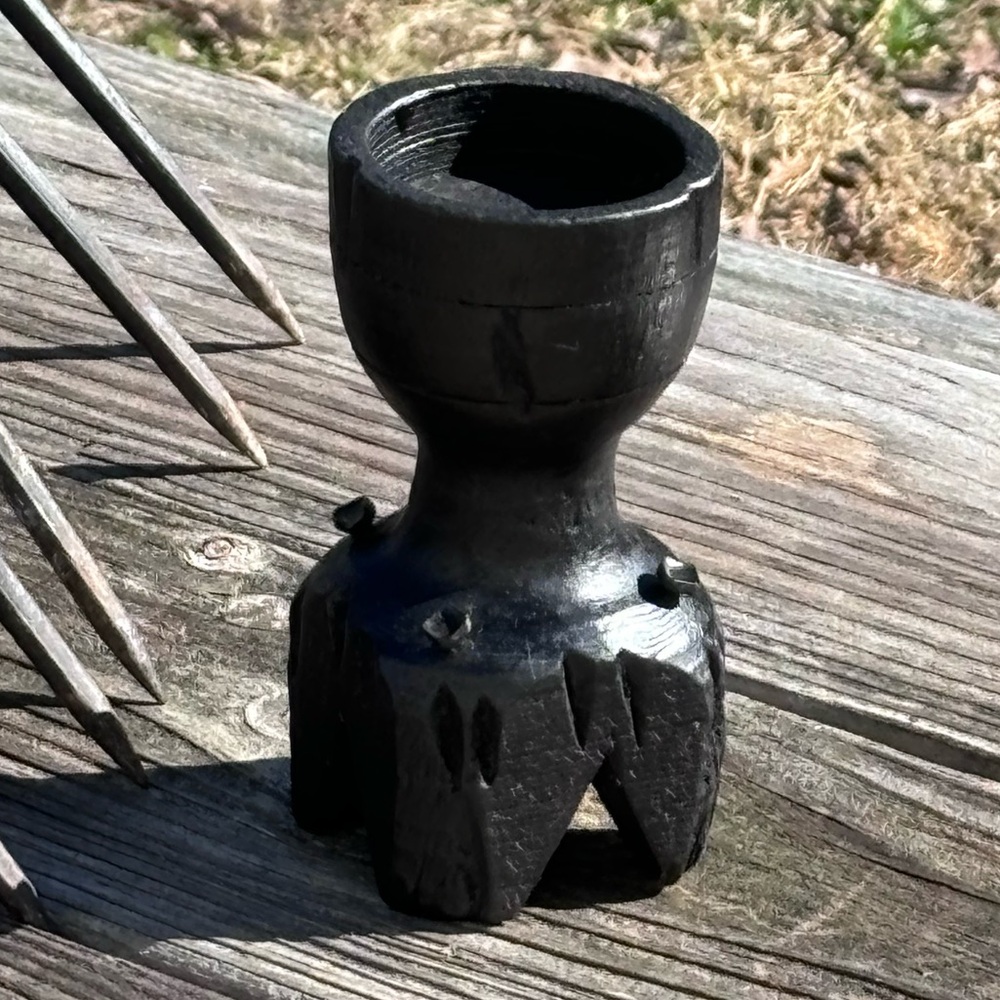 Antique Hand Carved Ebonized Wood Candle Holder! - Picture 6 of 13